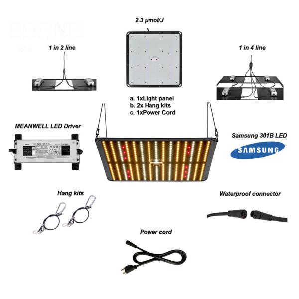 Full Spectrum Samsung 301B 2.3μMol/J Quantum LED Grow Light 140W