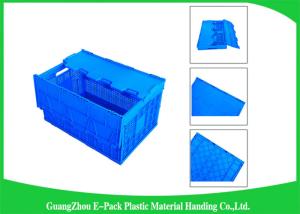 China Mesh Collapsible Plastic Containers with Attached Lids / Package Folding Plastic Crates on sale