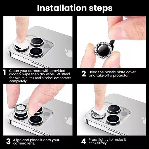 Glass Diamond Camera Lens Screen Protector For Iphone 12 13 14 Plus Pro Max