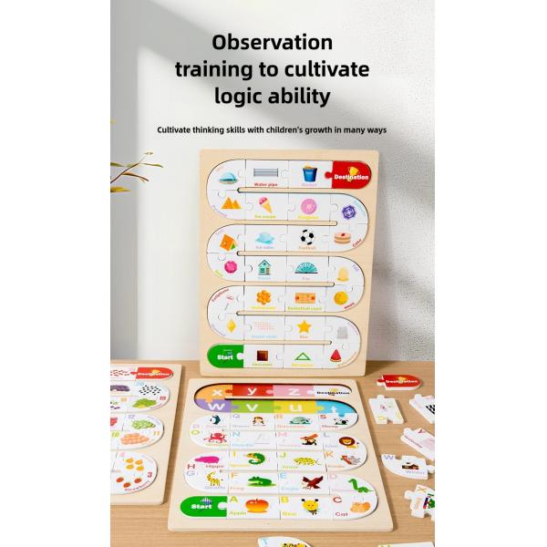 Wooden Alphabetic Puzzle Toy Early Childhood Enlightenment Logic Matching Puzzle Wooden Early Educational Puzzle Kids