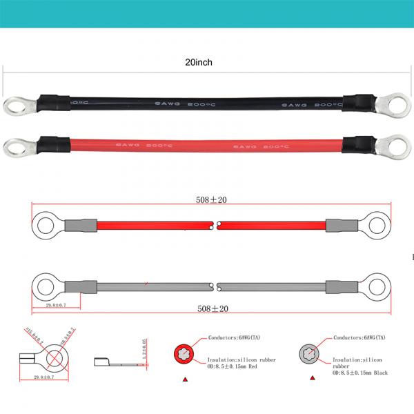 Customized 14AWG Car Battery Chargimg Extension Cable Wire O Ring Terminal
