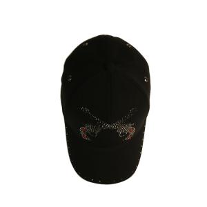 Quality OEM ODM Fashion Rhinestone Baseball Cap , Black Constructed Baseball Hat Metal Buckle for sale