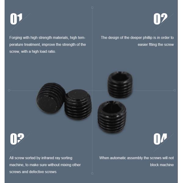 DIN Standard M2 M3 M4 M6 M8 M10 Steel Set Screw with Black Oxide Finish and Hexagon Socket
