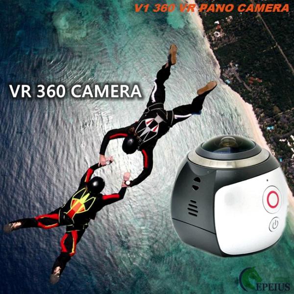 2.7K VR 360 Degree Action Camera , V1 Vr Video Camera Lens 30 Meter Waterproof