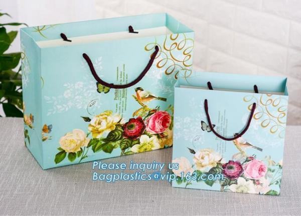 Fashionable eco-friendly white cardboard gift paper shopping packing bag,flower sweet carrier paper bag wholesale pack