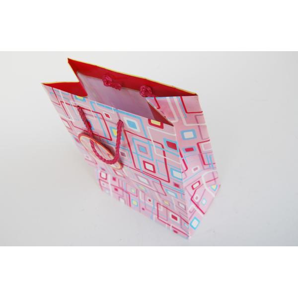 OPP Custom Logo Pink Paper Shopping Bags CMYK Pantone Printing For Clothing Carrier 4C