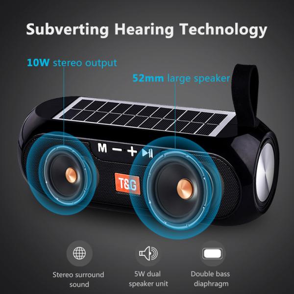 Solar Plate Wireless Portable Speaker Waterproof Boombox Stereo Music Box