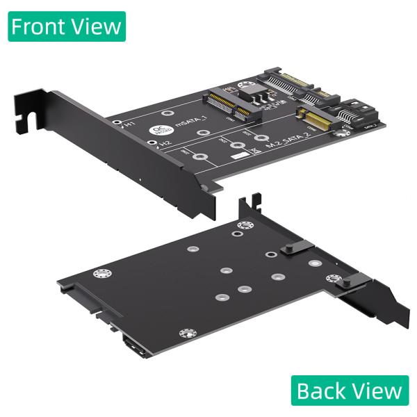 2 In 1 MSATA / M.2 NGFF SSD To Dual SATA3 Converter Adapter Card With Full Height Profile Bracket