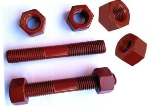 Quality High Temperature Resistant PTFE Double End Threaded Stud Bolts With Nuts for sale