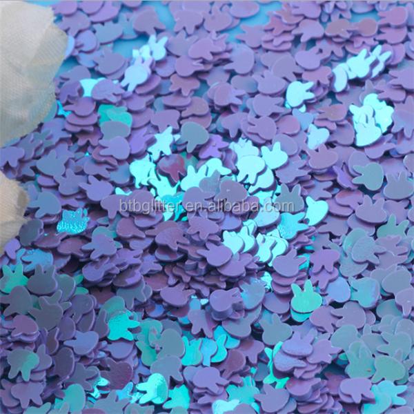 Pet Happy Year Easter Sequined 4mm Rabbit Head Ball Stuffers and Ornaments Hand DIY Accessories Fluorescent Pieces Glass