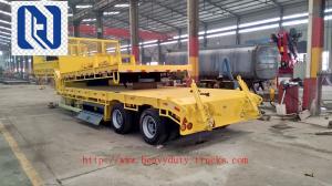 Quality Transporting Construction MAchinery ISO CCC Low Flat Bed Trailer With 3 FUWA Axles, BPW Axles for sale