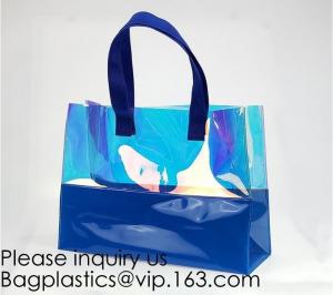 China Vinyl Transparent PVC Gusset Bag Plastic Tote Shopping Bag For Packaging TPU Laser Makeup Handbag PVC Cosmetic Shopping on sale