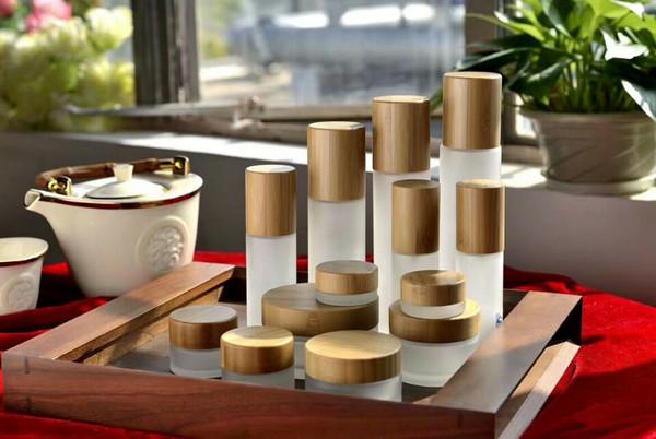 Buy Bamboo cosmetic glass  jar glass bottle  bamboo jars 10g 15g  30g  50g at wholesale prices