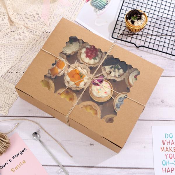 Customized Printing 6 12 Hole Kraft Paper Muffin Cupcakes Box for Sushi and Cookies