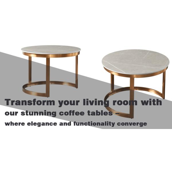 Curve Stainless Steel Center Table , Geometric White Marble Top Side Table