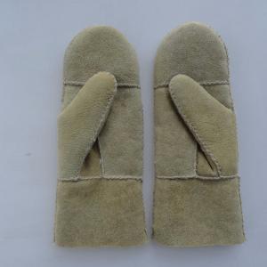 China Women'S Shearling Skin Leather Mitten Gloves Double Face Lamb Fur Material on sale
