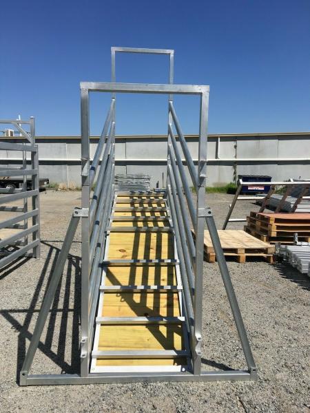 Buy Adjustable Galvanized Cattle Chute Loading Ramp  HDG Adjustable 6 Rail Cattle Panels Loading Ramp 2.4h x 3.6L Slide Gate at wholesale prices