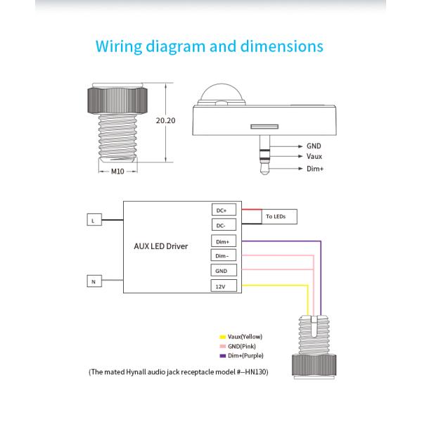 Audio-jack connection PIR motion sensor HNB134PIR, Silvair BLE mesh enabled, with Daylight Harvest Function, easy plug & play