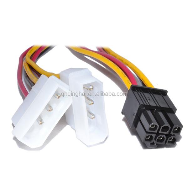 6 Pin PCI-E Graphics Card to 2 x Molex IDE Y cable Power Adapter Cable
