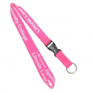China Cute Polyester Car Key Neck Lanyard Pink , Woven Lanyard Keychains on sale