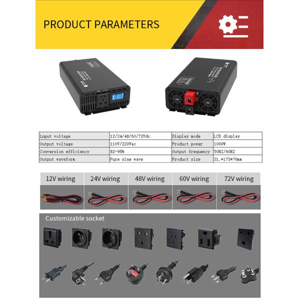 1000W 220V Home Car LCD Screen High Power Converter Inverter With Mppt Charge Controller