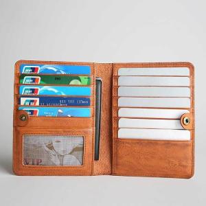 Quality Business Credit Card Slots GENUINE LEATHER Long Wallet for Men and Women Travel Wallet for sale