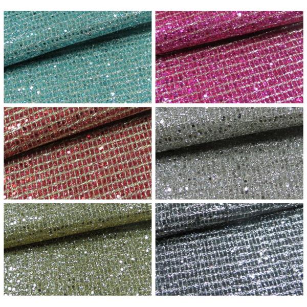 Sheer Polyester Tulle Glitter Mesh Fabric Multicolor Popular For Shoes
