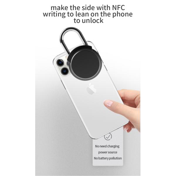 Black Keyless USB Rechargeable Door Lock NFC Smart Padlock Quick Unlock Zinc alloy Metal Self Developing Chip