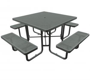 China Perforated Steel Metal Outdoor Picnic Tables And Bench For Playground Sports Center on sale
