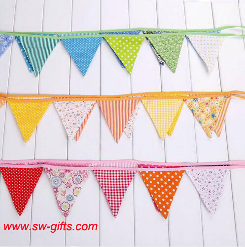 Event Party Supplies Birthday Wedding Christmas Decoration Multi-Color Fabric Bunting Penn