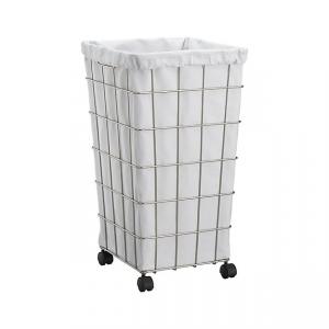 Quality Heavy Gauge Steel Lined Wire Laundry Basket Hamper with Wheels , Wire Bath Accessories for sale