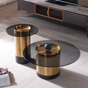 Quality Reflective Glass Matching Rose Gold Tray Coffee Table for sale