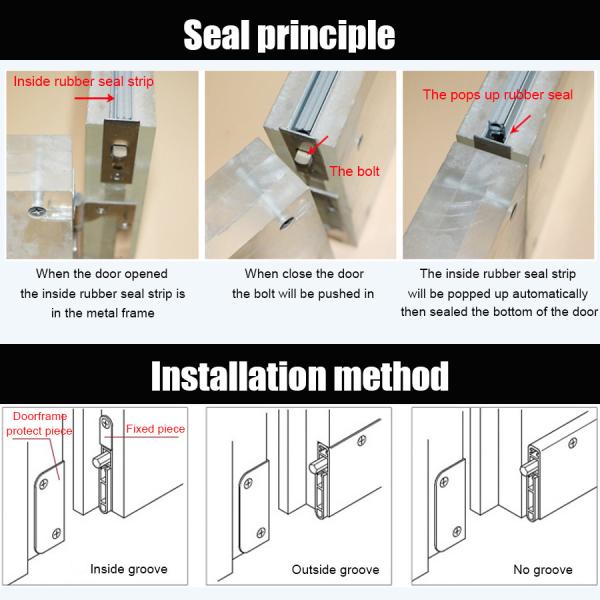 T Shape Automatic Door Bottom Seals for Metal Door Noice Reduction Drop Down Rubber Strips