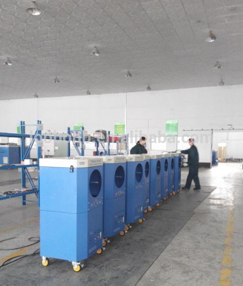 Portable Welding fume removers with self cleaing filtering system and fume arms