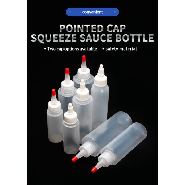 60ml 120ml 180ml HDPE Plastic Various Sauces Bottle Squeeze Sauce Bottle with Screw Pointed Cap Bottle