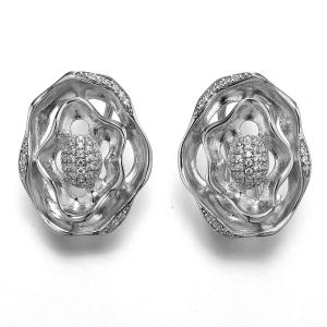 Quality Gold Earrings Design 925 Silver CZ Earrings Oval Swirl Ear Cuff Earrings for sale