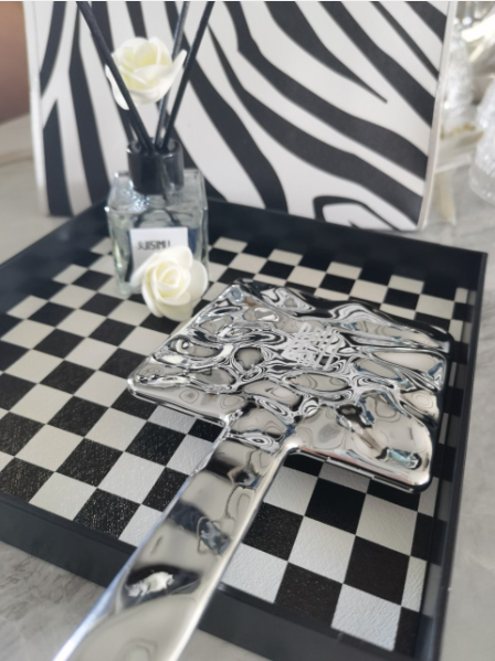 Everyday Customized Handle Hand Mirror Logo Custom Small Glitter Silver Makeup Mirrors