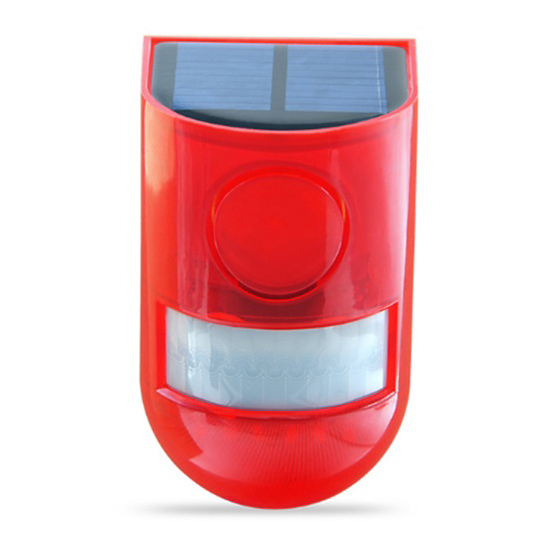 Motion Sensor Solar Alarm Red Lamp Warning Sound Light Waterproof for Garden Farm Warehouse