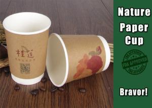 Quality Biodegradable Kraft Hot Cups , Custom Printed Brown Paper Coffee Cups Single Wall for sale