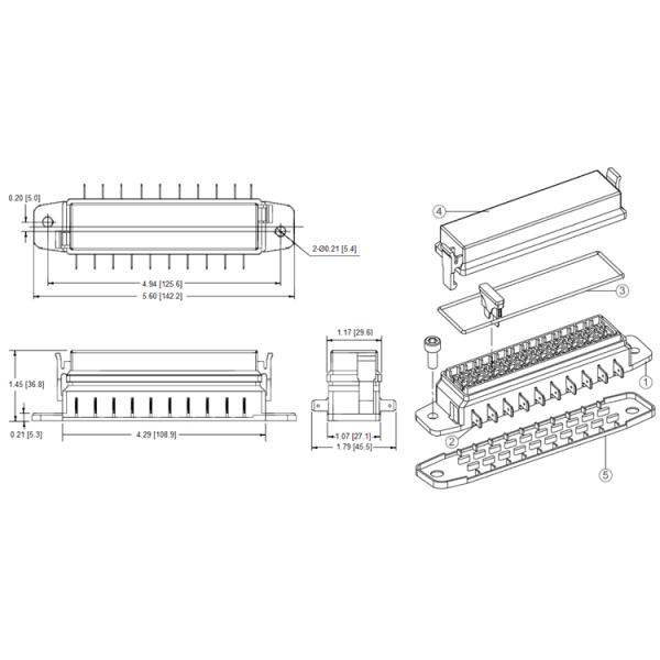 10 Input 10 Output Poles ATY ATU Standard Auto Fuse Block With Transparent Cover