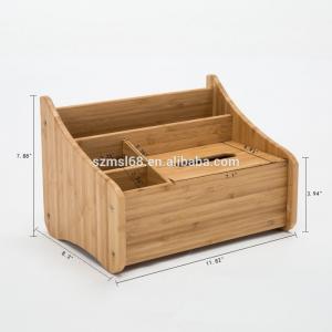 Quality Multifunction Bamboo Tissue Dispenser Box Holder For Mobile Phone And Accessories for sale