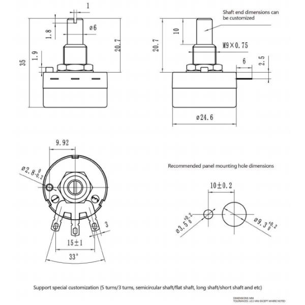 RV24yn20s b103 b203 b502 Potentiometer 100K Rotary Potentiometers Rheostats