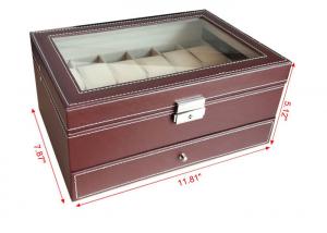 China Handmade Mens Watch Jewelry Box , Brown 12 Slots Wooden Watch Storage Case on sale