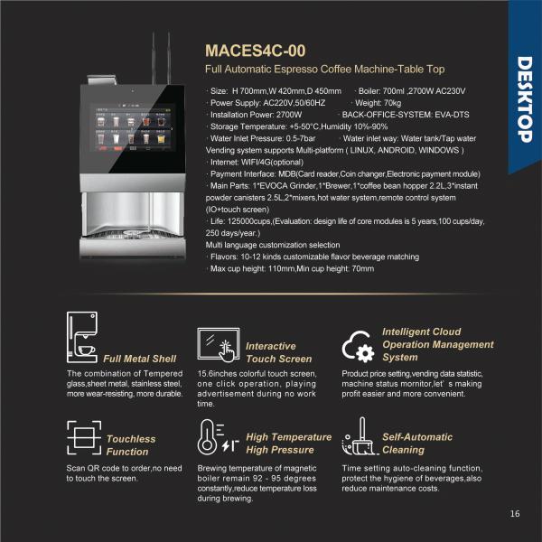 MDB Protocol Cappuccino Espresso Tea Coffee Vending Machine H 700mm