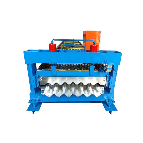 Blue Roof Sheet Metal Roll Forming Machines 15m/min Hydraulic Cutting