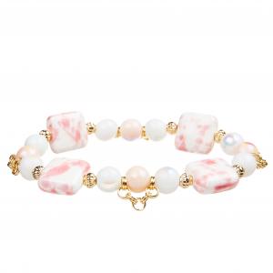 China 4 Colors Handmade Crystal Beads Bracelets With 4 Square Ceramic Block on sale