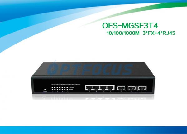 Buy SNMP Managed Media Converter Fiber Optic Switch  3 Port SFP 1000BASE - Fx 4 Port 10 / 100 / 1000M - Tx at wholesale prices