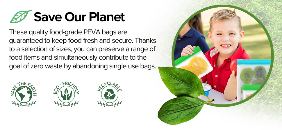 Frosted PEVA Bag Biodegradable Zip Silicone Reusable Plastic Freezer Bags
