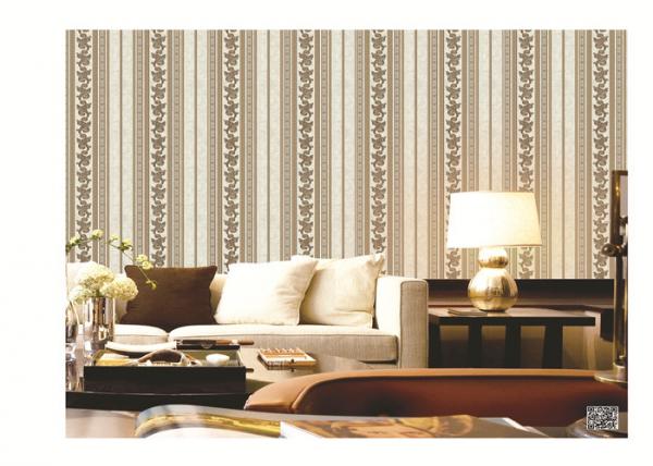 Buy PVC project wallpaper stripe design with damask flower fashion and troditional at wholesale prices