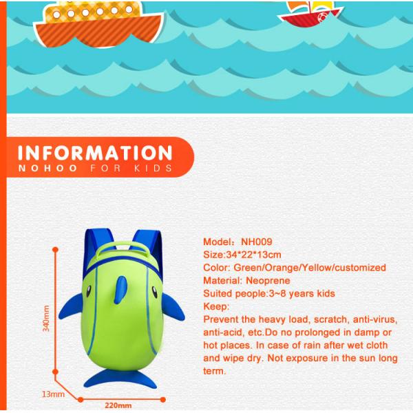 Durable Neoprene Toddler Backpack Dolphin Style Shockproof NH009